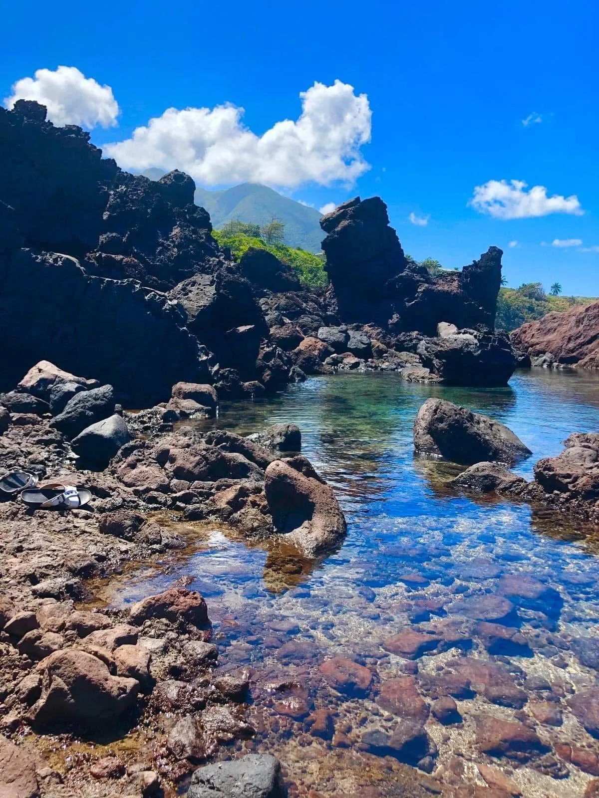 Clear rock pool on the St. Kitts shoreline